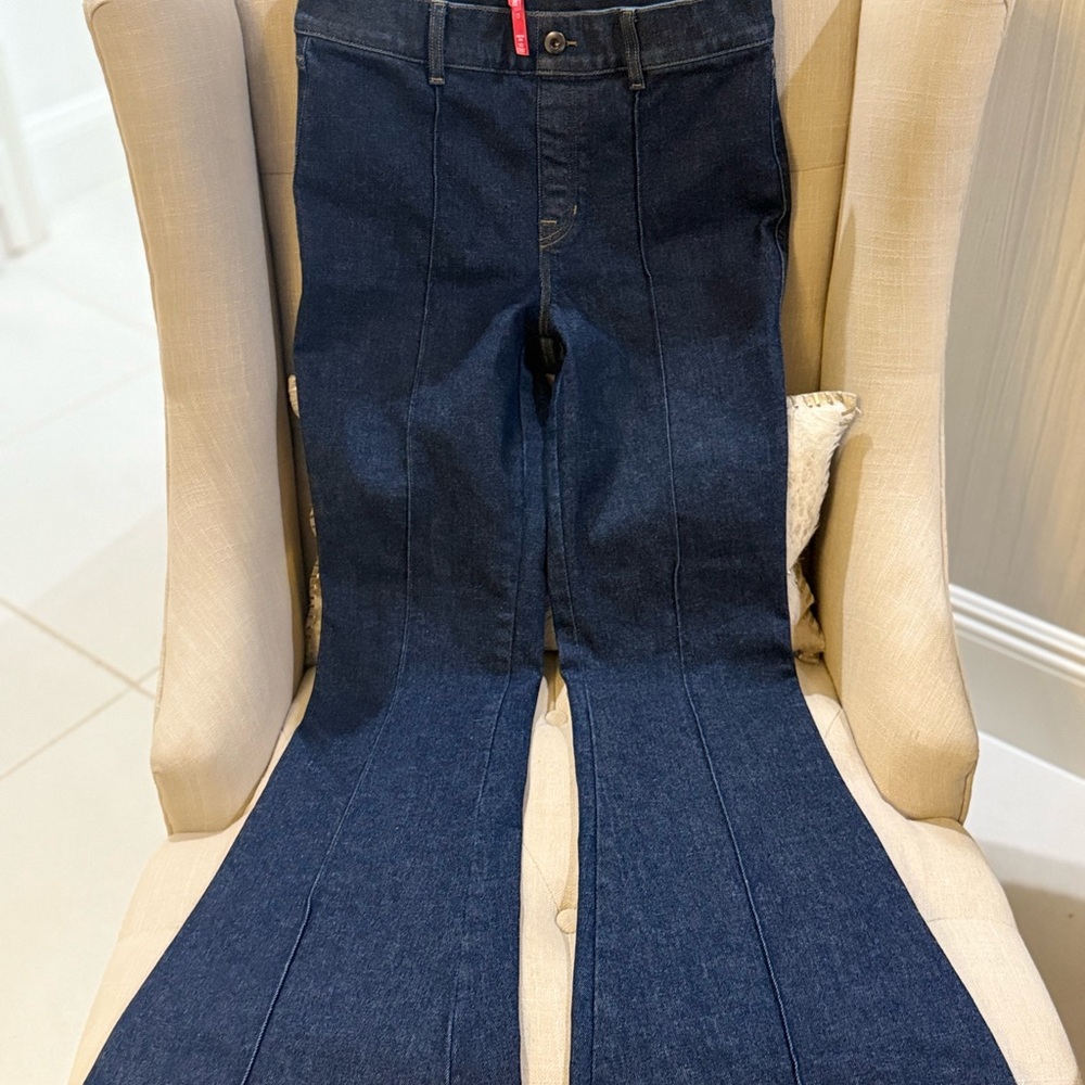 SPANX Dark Blue Flare & Wide Leg Jeans